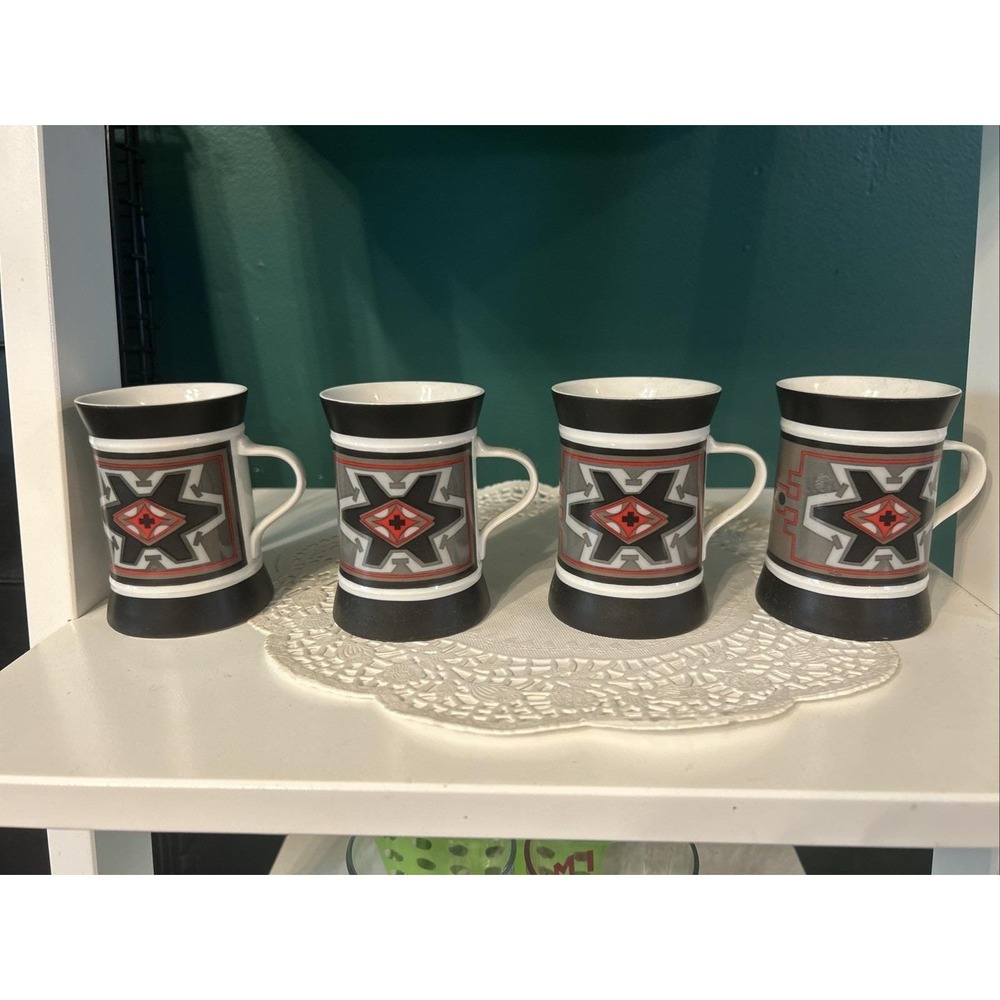 Sango Quadrille Malta pattern mugs Set Of‎ 4